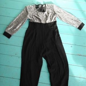 MENU Sequin Black and Silver Jumpsuit Size 14